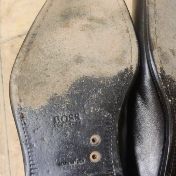 Hugo Boss black loafers 8UK 9US made italy stitched soles chisel toe penny - Picture 6 of 10